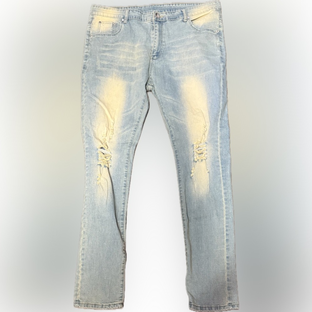 Vintage Suburbia Streetwear Men's Light Blue Distressed Jeans | Sz 38